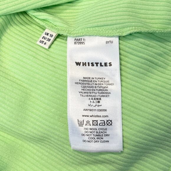WHISTLES Top Womens Sz 6 Lime Green Fitted Ribbed Knit Square Neck Capsule NEW‎ - Picture 9 of 10